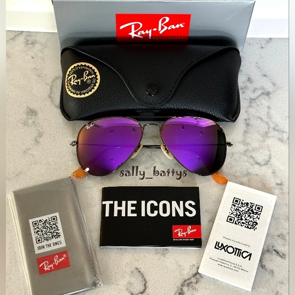 Ray-Ban (Store Display) Aviator Reflective Purple Lenses RB3025 Mirror - Picture 15 of 17